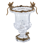 Ваза из прозрачного стекла на бронзовой подставке с ободком и ручками в виде стрекоз Eden Garden варинант исполнения - 1 | Loft Concept в Казани