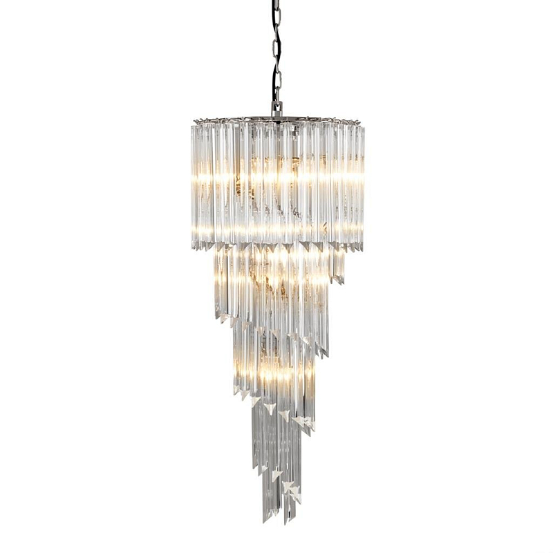 Люстра Eichholtz Chandelier Trapani Никель Прозрачное Стекло в Казани | Loft Concept 