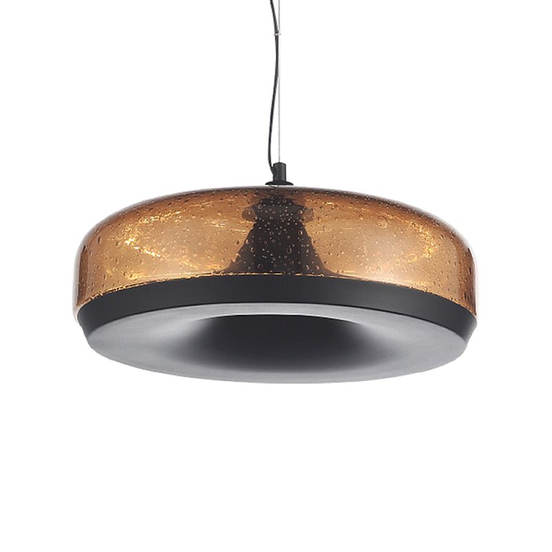 Подвесной светильник с стеклянным плафоном LED 42W 3000K Glass Textured Lampshade Черный Коричневый в Казани | Loft Concept 