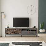 ТВ-тумба с раздвижными дверцами Mallin Metal TV Stand варинант исполнения - 4 | Loft Concept в Казани