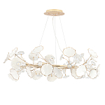 Люстра круглая с белыми лепестками из керамики и прозрачными хрустальными цветками Диаметр 82 см Wintery flovers варинант исполнения - 2 | Loft Concept в Казани