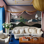 Обои ручная роспись Tsuro Cranes Original colourway on Tarnished Silver gilded paper варинант исполнения - 1 | Loft Concept в Казани