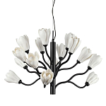 Люстра подвесная черного цвета с ветвями и белыми фарфоровыми цветами Floralis варинант исполнения - 1 | Loft Concept в Казани