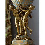 Ваза голубого цвета из фарфора с золотым растительным орнаментом и бронзовыми фигурками женщин Eden Garden porcelain and bronze варинант исполнения - 6 | Loft Concept в Казани