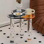 Дизайнерский журнальный стол с фигурной столешницей на 3-х прозрачных ножках Rahakif варинант исполнения - 3 | Loft Concept в Казани