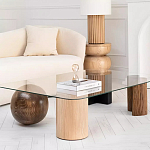 Дизайнерский журнальный стол с прозрачной столешницей и ножками в форме геометрических фигур Pytusin варинант исполнения - 2 | Loft Concept в Казани