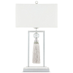 Настольная лампа с прямоугольным тканевым абажуром на белом мраморном основании Silver Threads варинант исполнения - 3 | Loft Concept в Казани