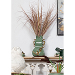 Ваза зеленого цвета из фарфора с бронзовыми ручками в виде драконов и рельефным цветочным декором Eden Garden porcelain and bronze варинант исполнения - 7 | Loft Concept в Казани