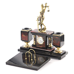 Настольный письменный набор из яшмы с часами в подарочной упаковке Manager Organizer варинант исполнения - 2 | Loft Concept в Казани