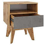 Тумба прикроватная с ящиком и фасадом цвета серый бетон Grace of Furniture варинант исполнения - 2 | Loft Concept в Казани