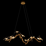 Люстра подвесная линейная с прозрачными стеклянными птичками на ветвях Serip Voa варинант исполнения - 3 | Loft Concept в Казани