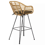 Стул барный с ротанговым плетением Half Bar Chair with Wicker с подлокотниками варинант исполнения - 4 | Loft Concept в Казани