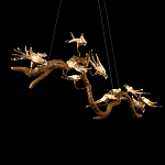 Люстра подвесная линейная с прозрачными стеклянными птичками на ветвях Serip Voa варинант исполнения - 9 | Loft Concept в Казани