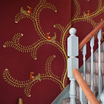 Обои с вышивкой ручной работы Fyodor Original colourway on Merlot linen варинант исполнения - 2 | Loft Concept в Казани