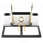 Настольный письменный набор из белого мрамора с часами Marble Accessory варинант исполнения - 1 | Loft Concept в Казани