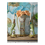 Ваза высокая из фарфора на бронзовом основании Turquoise Blooming Garden варинант исполнения - 10 | Loft Concept в Казани