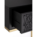 Приставной столик с резным узором на выдвижном ящике Black Table Carved Pattern варинант исполнения - 3 | Loft Concept в Казани