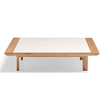 Дизайнерский кофейный стол из дерева с керамической столешницей уличный SWAY Coffee Table варинант исполнения - 5 | Loft Concept в Казани