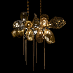 Люстра подвесная с 18-ю стеклянными плафонами с вертикальными подвесками Gilded Mirage  варинант исполнения - 4 | Loft Concept в Казани