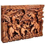 Панно из дерева пять слонов Panel With Animals варинант исполнения - 2 | Loft Concept в Казани