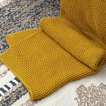 Плед из хлопка жемчужной вязки горчичного цвета Waffle Comfort варинант исполнения - 6 | Loft Concept в Казани
