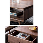 Кофейный стол из дерева с ящиком и нишей для хранения Coffee Walnut Table варинант исполнения - 4 | Loft Concept в Казани