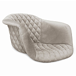 Барный стул со спинкой и мягкой обивкой с ромбами на 4-х деревянных ножках Бежевый Велюр Ava Charm варинант исполнения - 2 | Loft Concept в Казани