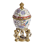 Шкатулка в форме яйца на величественных львах из фарфора с бронзовыми элементами Eden Garden варинант исполнения - 4 | Loft Concept в Казани