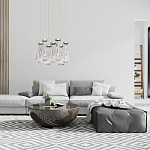 Люстра с 7-ю прозрачными плафонами из стекла в форме капли на круглом потолочном основании цвета хром Lucid Rain  варинант исполнения - 11 | Loft Concept в Казани