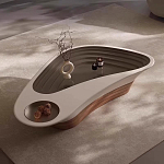 Журнальный столик фигурный со стеклянной столешницей Table Drop варинант исполнения - 1 | Loft Concept в Казани