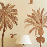 Обои с вышивкой ручной работы Deco Palms Raffia on linen варинант исполнения - 1 | Loft Concept в Казани