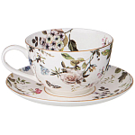 Чайный сервиз из фарфора белый с рисунком цветов на 6 персон 14 предметов Garden Whisper Porcelain Set  варинант исполнения - 1 | Loft Concept в Казани