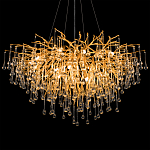 Люстра подвесная с прозрачными стеклянными подвесками в форме капель Диаметр 100 см Droplet Chandelier варинант исполнения - 8 | Loft Concept в Казани