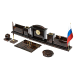 Настольный письменный набор с часами из природного камня обсидиана  Gift for Manager варинант исполнения - 2 | Loft Concept в Казани