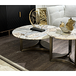 Столик журнальный с круглой мраморной столешницей Unique Stone Design варинант исполнения - 8 | Loft Concept в Казани