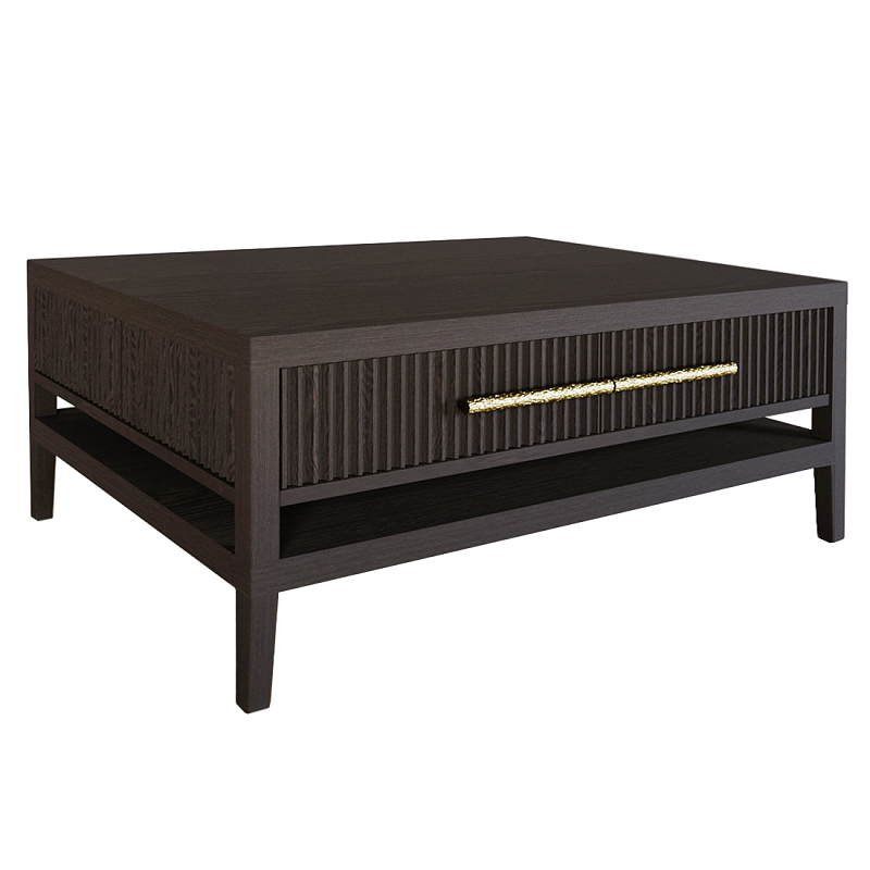 Кофейный стол Primo с двумя ящиками Темный орех Орех Золотой в Казани | Loft Concept 