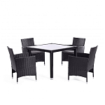 Обеденный комплект из искуственного ротанга Vintara черный варинант исполнения - 1 | Loft Concept в Казани