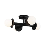 Потолочный светильник с тремя белыми матовыми стеклянными плафонами в форме шаров на черном основании Generation Lighting варинант исполнения - 2 | Loft Concept в Казани