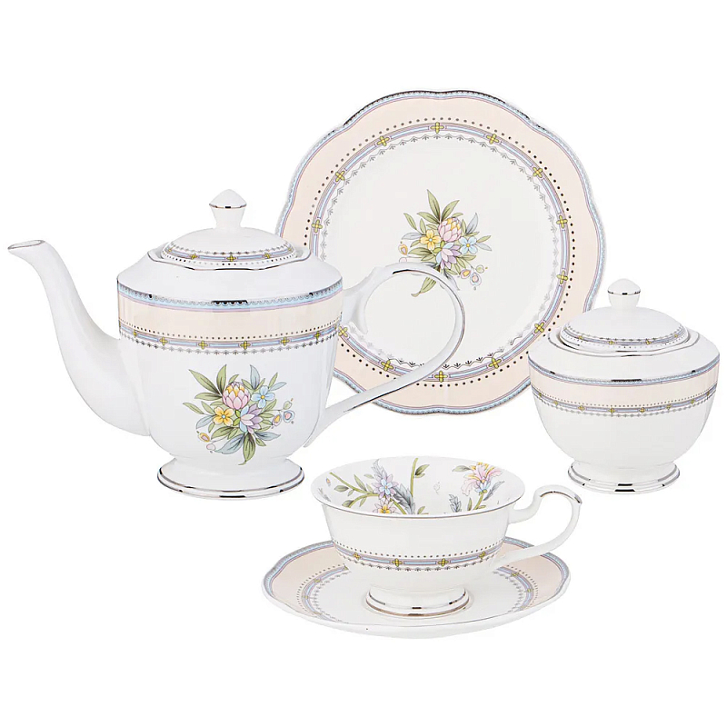 Чайный сервиз из фарфора на 6 персон 20 предметов Tea Flower Set Мульти в Казани | Loft Concept 