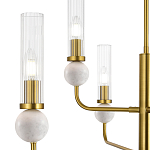 Люстра с 6-ю плафонами в форме стеклянных трубок и мраморных декоративных элементов Montreal варинант исполнения - 5 | Loft Concept в Казани