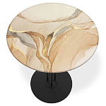 Стол журнальный круглый с бежевой столешницей из стекла Beige Marble варинант исполнения - 2 | Loft Concept в Казани
