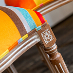 Стул бежевый в разноцветную полоску из натурального бука с изображением птиц и цветов Blooming Birds Colorful Stripes Chair варинант исполнения - 8 | Loft Concept в Казани