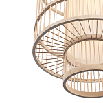 Подвесной светильник из деревянных прутьев с плафоном из натуральной ткани Light Inside the Cell варинант исполнения - 6 | Loft Concept в Казани