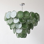 Люстра из зеленых стеклянных дисков с перламутровым эффектом Green Glowing Glaze варинант исполнения - 5 | Loft Concept в Казани
