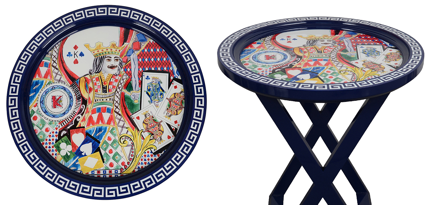 Приставной стол Playing Cards Painted Round Countertop Side Table Приставной стол Playing Cards Painted Round Countertop Side Table - Loft-Concept в Казани