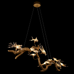 Люстра подвесная линейная с прозрачными стеклянными птичками на ветвях Serip Voa варинант исполнения - 5 | Loft Concept в Казани