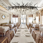 Люстра черная овальная с прозрачными стеклянными подвесками в форме капель FAIRYTREE Light варинант исполнения - 1 | Loft Concept в Казани