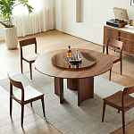 Стол обеденный круглый с двойной столешницей Walnut Wood Table варинант исполнения - 3 | Loft Concept в Казани