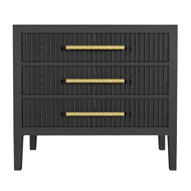 Тумба Primo  с тремя ящиками шпон Черный дуб Черный Золотой в Казани | Loft Concept 