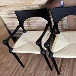 Стул дизайнерский с плетеным сидением Kronos Dining Chair Black варинант исполнения - 2 | Loft Concept в Казани
